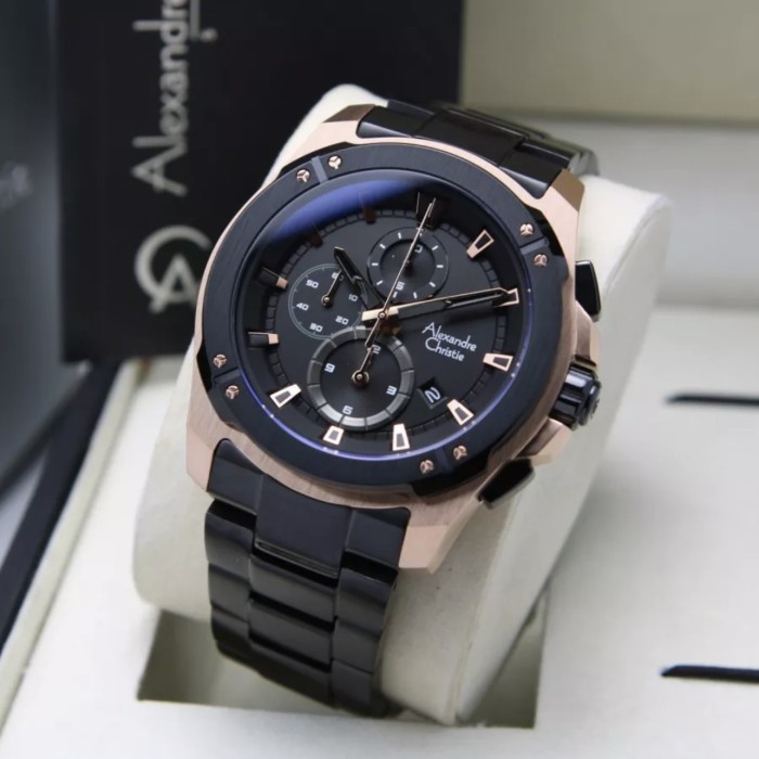 Jam Tangan Pria Alexandre Christie ac6595 / ac 6595 original  Rt Black Rose Vs