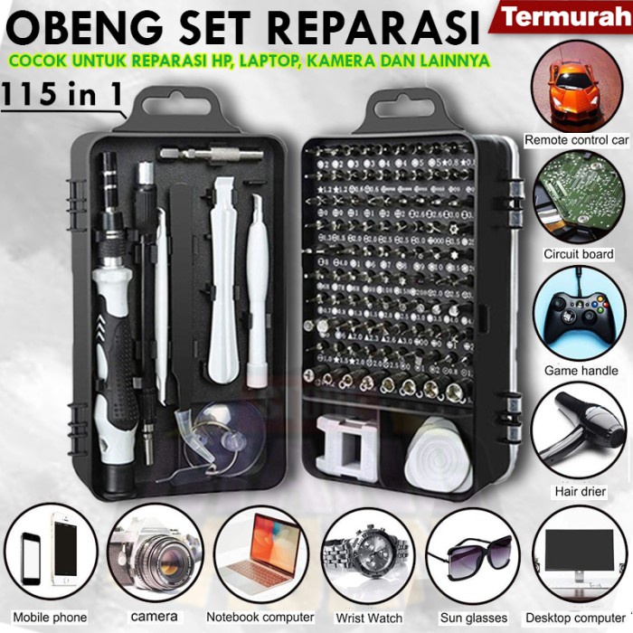 TERBARU Obeng Set 115 in 1 Reparasi Hp Smartphone Laptop Kamera Multifungsi - Obeng Set 115