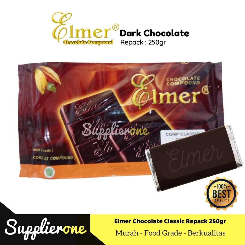 

Elmer Compound Dark Chocolate Repack 250 GR / Elmer Compound Classic Dark Repack 250GR / Cokelat Batangan Elmer Repack