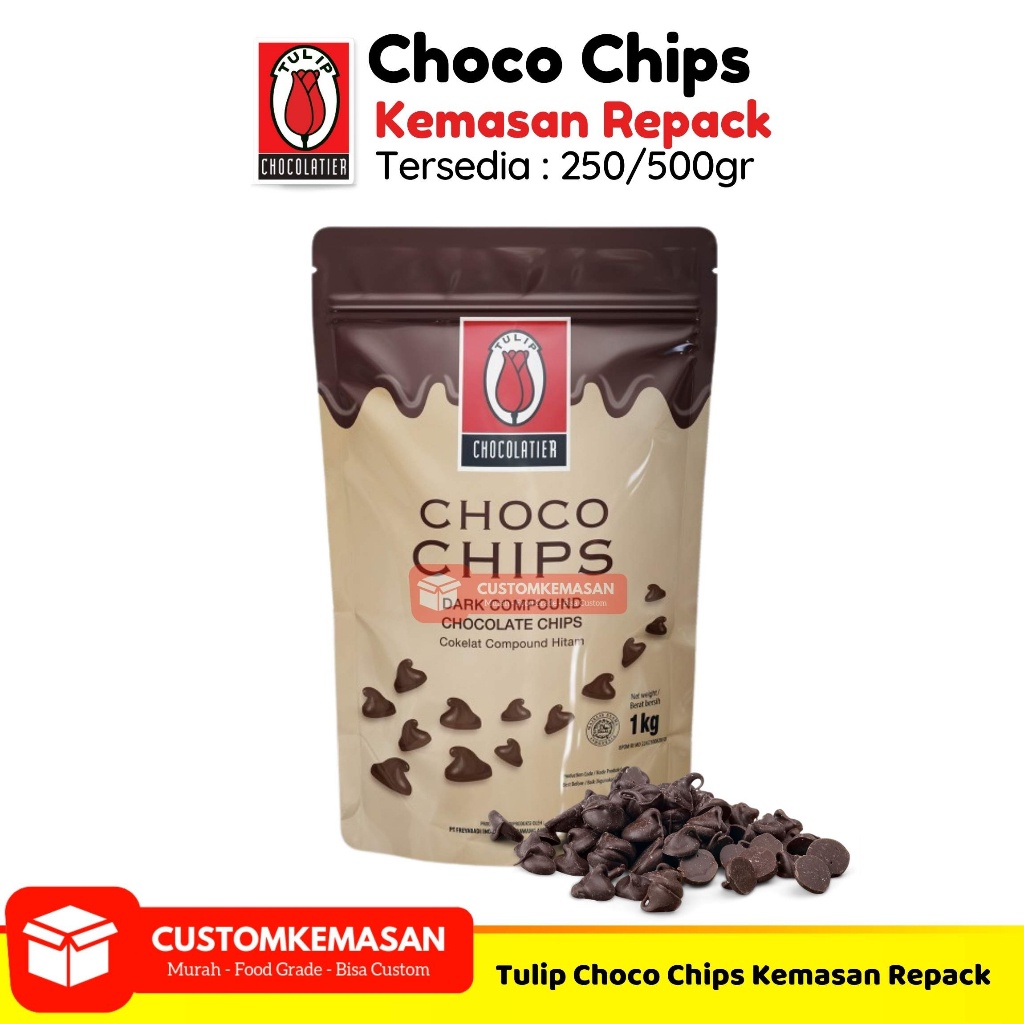 

Tulip Choco Chip Repack 250/500gr / Choco Chip Cokelat / Choco Chip Tulip Repack / Choco Chip Tulip Cokelat