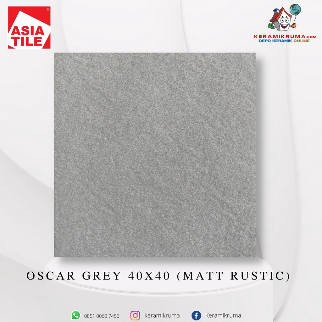 Keramik Lantai Asia Tile 40x40 Oscar Grey Matt Rustic Kasar