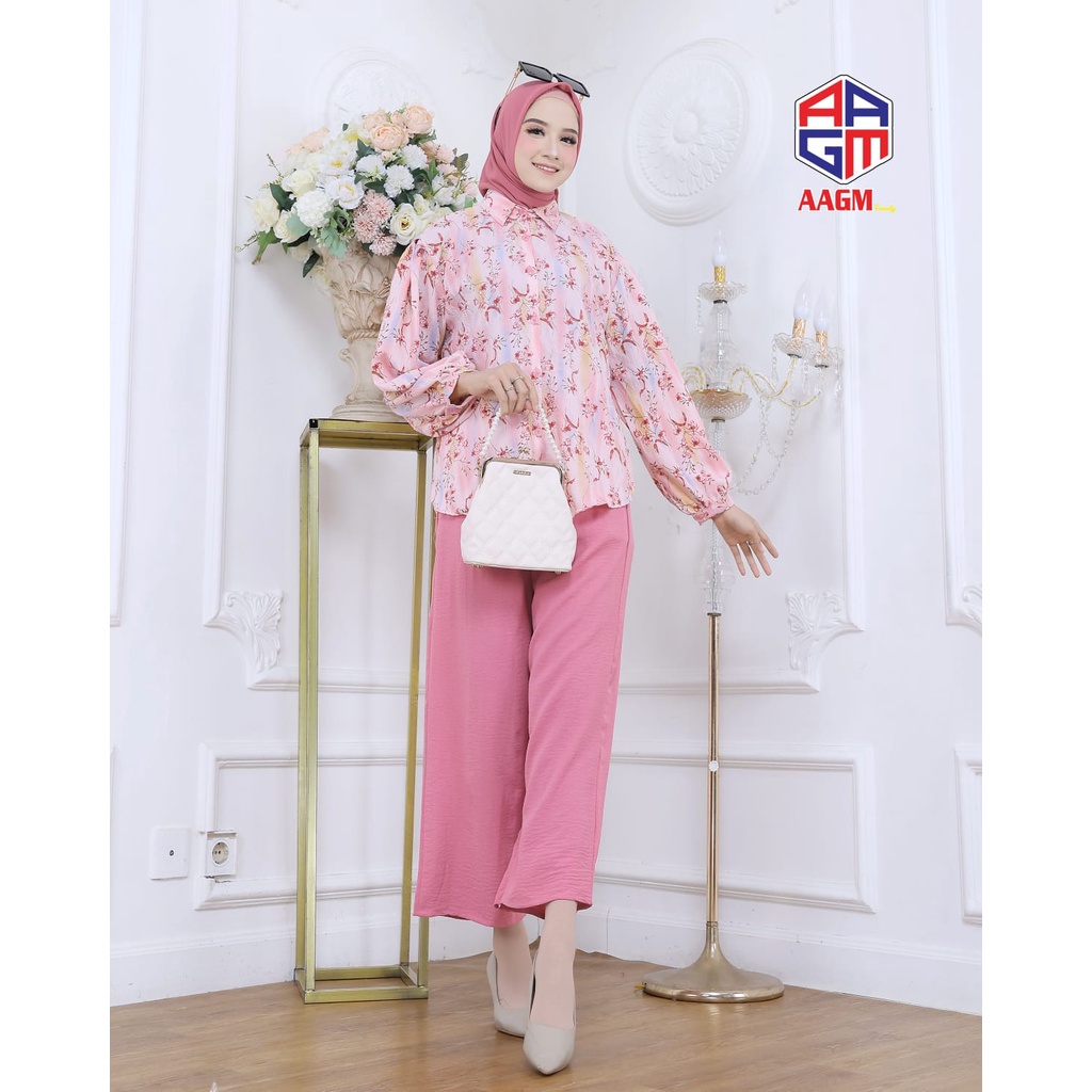 baju setelan wanita terbaru COD GRATIS ONGKIR FREE BELT FLOWER SET CRINKLE MOTIF LD 110 SETELANFLOWER ONE SET MOTIF BUNGA Setelan Kemeja Crinkle Airflow Premium - One Set Kemeja Dan Kulot Terbaru