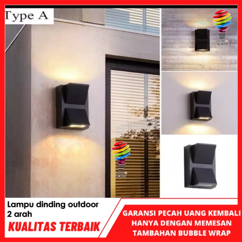 Lampu Dinding 2 ARAH BAHAN ALUMUNIUM LED 2 Minimalis 2 Arah / Lampu Taman HIAS KLASIK TERAS BESI