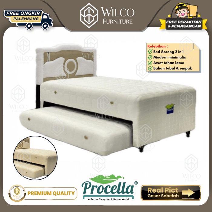Bed Sorong Procella Bunny Putih / Kasur Sorong Anak Murah 120 x 200 - 100x200