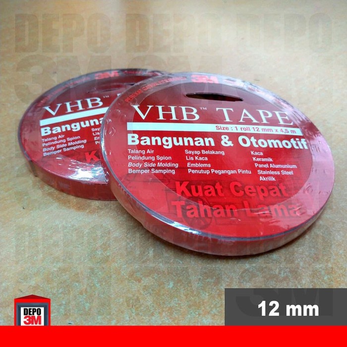 

3M VHB Isolasi Double Tape 12 mm ORIGINAL (Bangunan & Otomotif) VHB12
