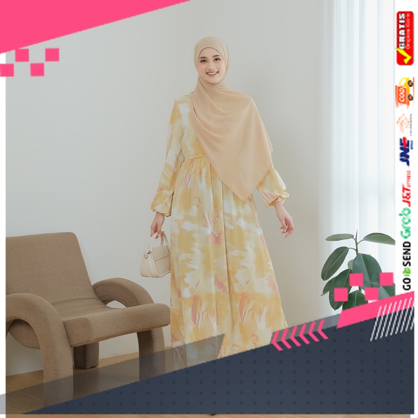BAJU GAMIS MODEL BARU TERMURAH STYLE TRENDY /Le Khari Izzora Dress Bahan Crinkle Gamis Busui Gamis H