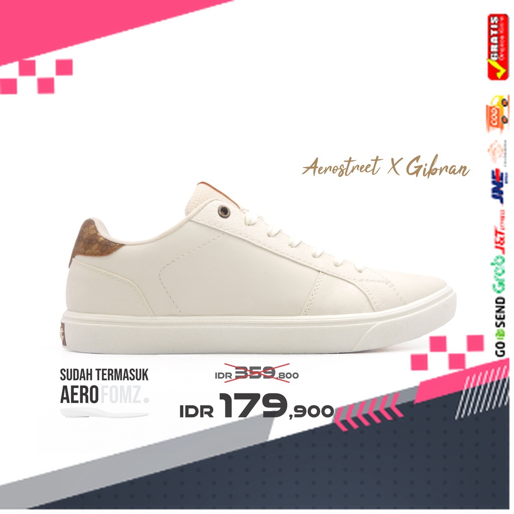 UKURAN SIZE 37 38 39 40 41 42 43 44 45 /Aerostreet X Gibran 36-46 Putih Emas - Sepatu Sneakers Casua
