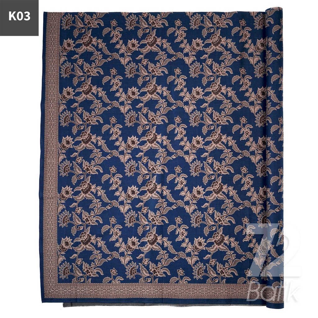 KAIN BATIK PREMIUM Katun Motif Kembang Tulip Warna Biru 723329 Cap 72 Jarik Jarit Samping Kebat Panjang Batik Katun Modern Premium Bahan Seragam Batik Pernikahan Kantor Keluarga Murah Kamen Jadi Batik Bali Lembaran