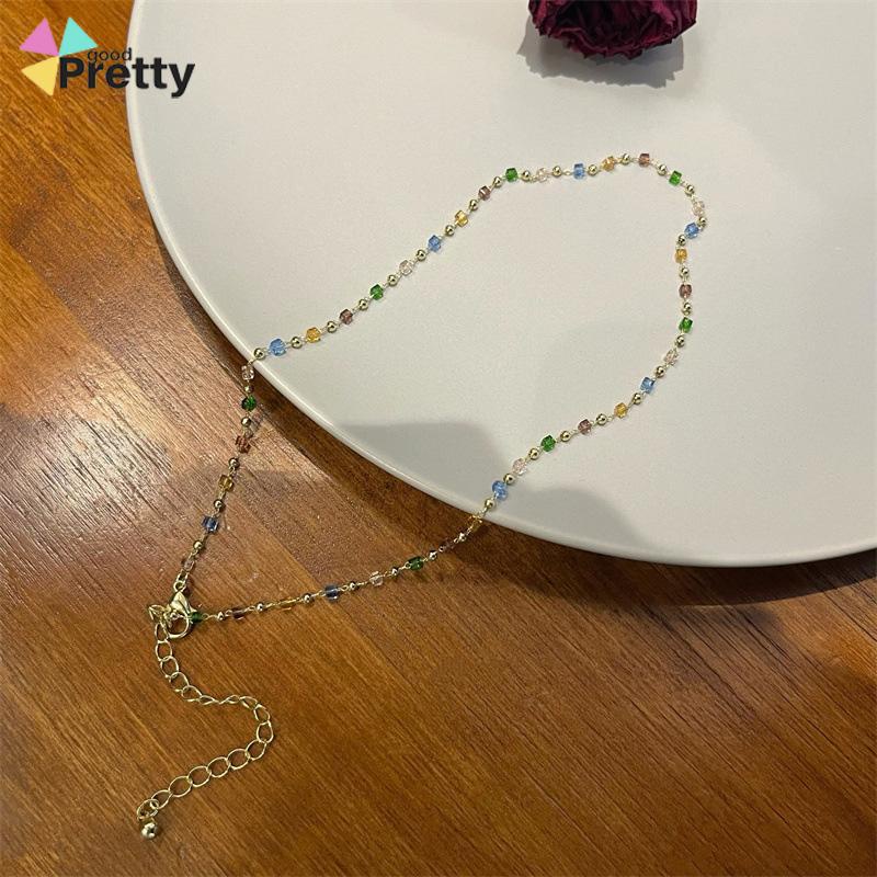 Kalung Warna-warni Musim Semi  Perasaan Desain Minoritas Wanita  Kalung Aksesori Rantai Tulang Selangka - PD