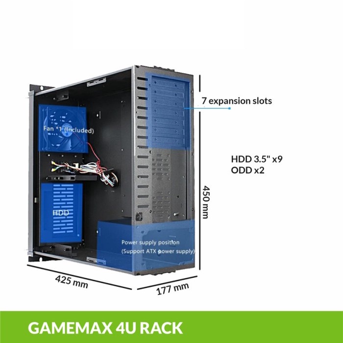 Casing GameMax 4U Rackmount Server 4U Industrial PC Case