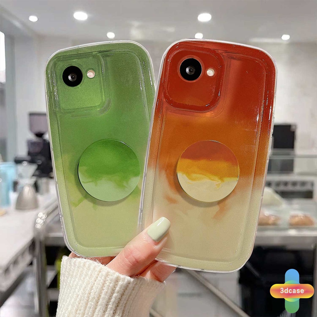 Casing Realme C35 C33 C30 C30S C11 2021 C21Y C31 C15 C21 C25 C20 C3 C12 C2 C25S 10 5S 5 5i 9i C17 7i C1 C25Y C2 C3i 6i C20A  Narzo 20 10 10A 20A 30A 50i 50A Prime A7 A5S A15 A16 A17 A53 A53S A57 Ins Gradual Matcha Green Silicone Soap Case With Stand