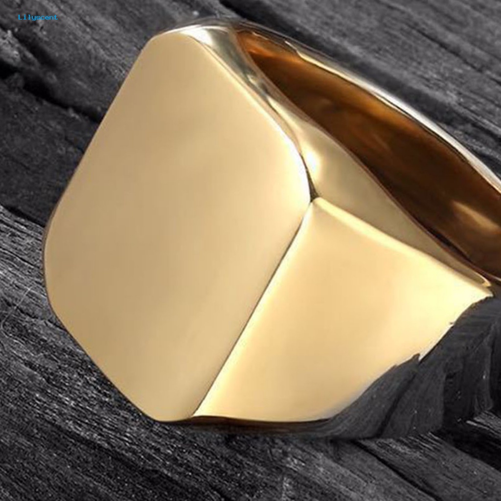 Lilyscent Cincin Pasangan Bebas Alergi Untuk Pakaian Sehari-Hari Pria Wanita Punk Vintage Square Ring Wedding Band Geometric