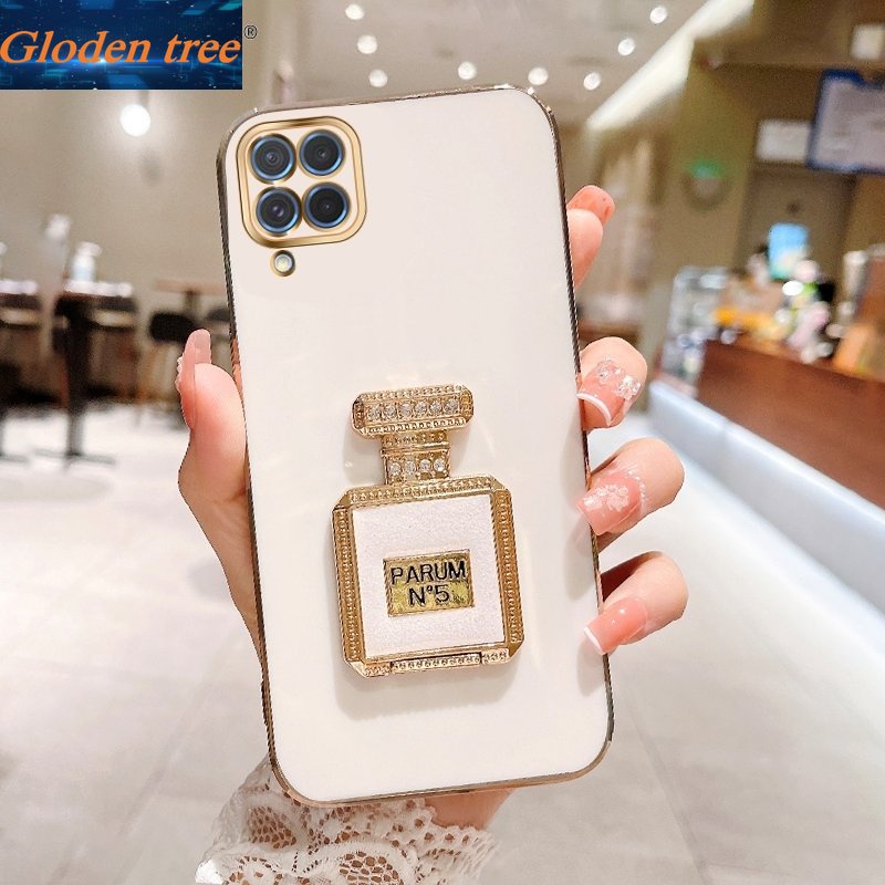 Gloden tree Casing Case Untuk Samsung Galaxy M33 5G M32 M30S M53 M51 M23 M22 M21 M12 M11 M02 M62 Case Dengan Botol Parfum Kreatif Kickstand Lipat Cakupan Penuh Kamera Case