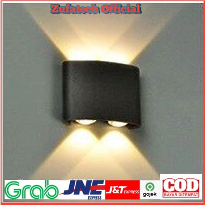 TaffLED Lampu Dinding Hias Outdoor Aluminium 4W 4 LED Warm White - B053 - Black - 7RLL14BK