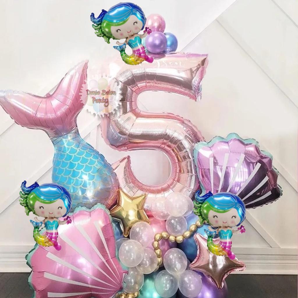 Balon Foil Mermaid / Balon Ulang Tahun Putri Duyung / Balon Mermaid Rainbow Mini