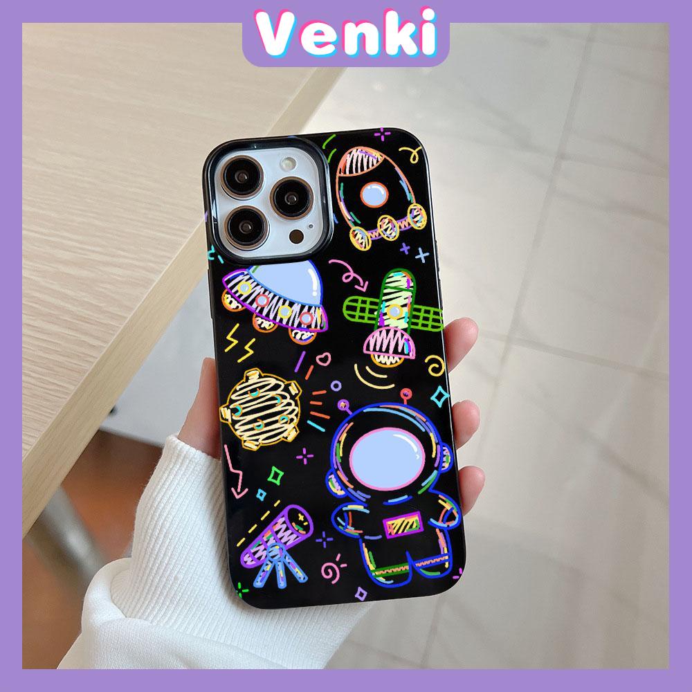 iPhone Case Soft TPU Glossy Black Candy Case Cute Color Graffiti Astronaut Camera Protection Shockproof For iPhone 14 13 12 11 Pro Max 7 8 Plus X XR