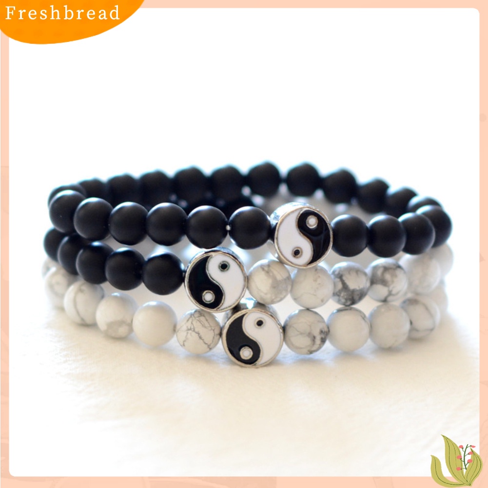 &lt; Freshbread &gt; Fashion Klasik Putaran Yin Yang Beads Unisex Gelang Pecinta Pasangan Perhiasan Hadiah