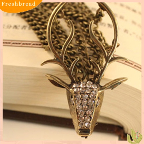 &lt; Freshbread &gt; Wanita Vintage Penuh Diamante Kepala Rusa Misterius Multi-Layer Gelang Perhiasan