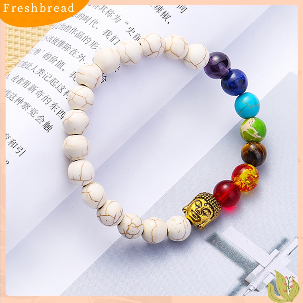 &lt; Freshbread &gt; 7 Chakra Buddha Kepala Manik-Manik Multicilor Batu Gelang Bangles Yoga Perhiasan Hadiah