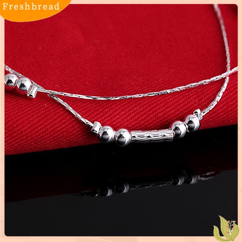 &lt; Freshbread &gt; Fashion Wanita Perak Berlapis Gelang Alloy Beads String Chain Bracelet Bangle