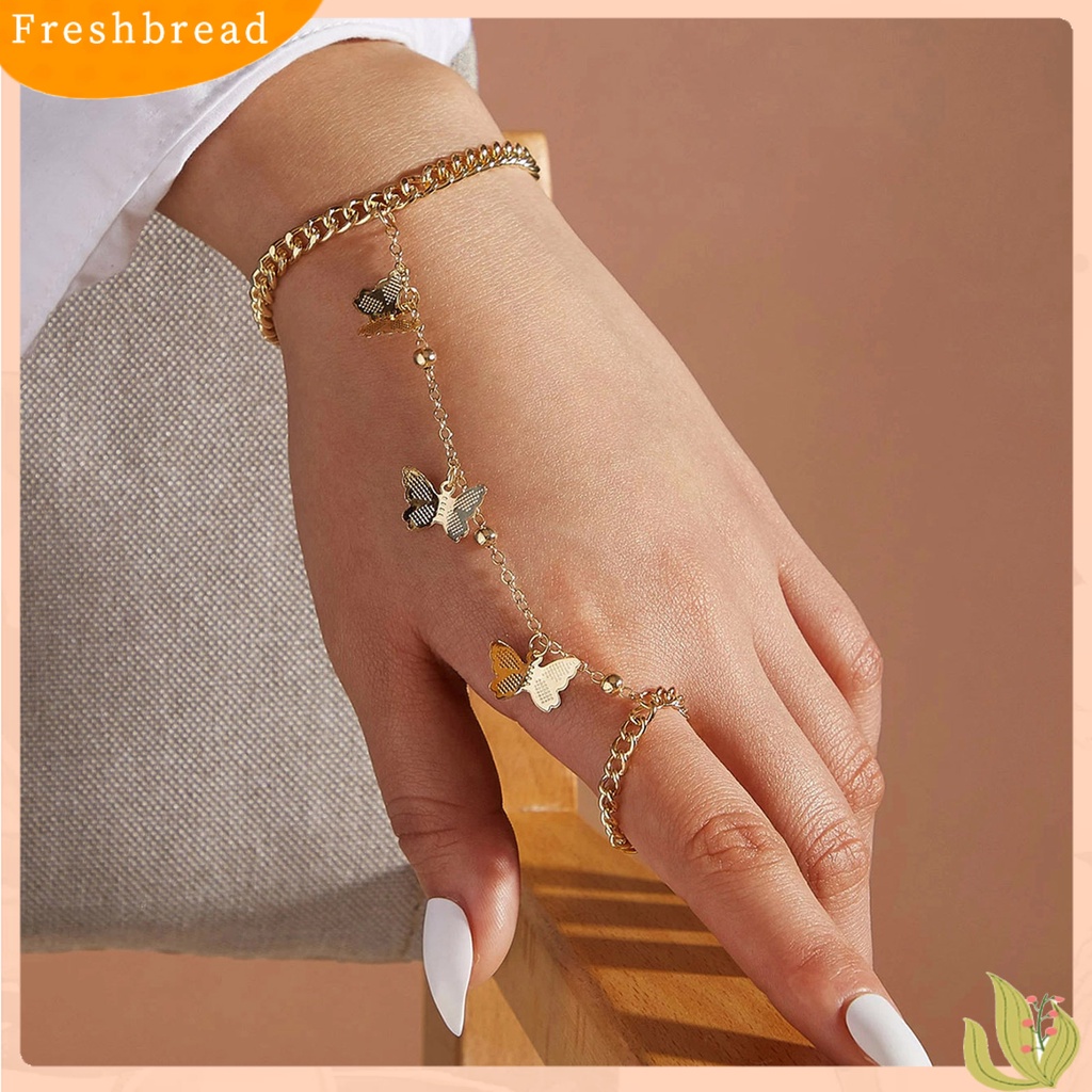 &lt; Freshbread &gt; Gelang Wanita Butterfly Link Sambung Perhiasan Adjustable Plated Bangle Untuk Pesta