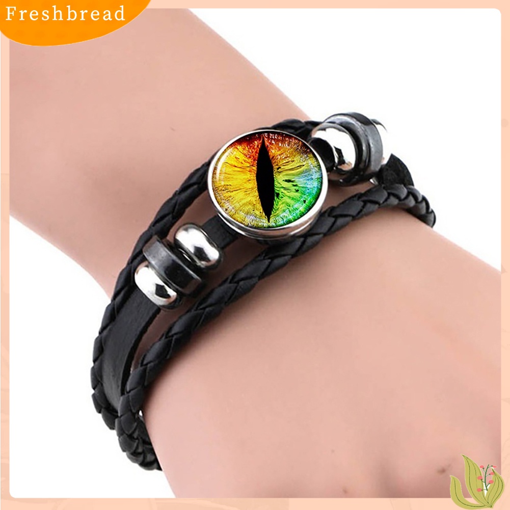 &lt; Freshbread &gt; Unisex Vintage Perhiasan Hadiah Liontin Mata Hewan Multi Layers Kepang Tali Gelang