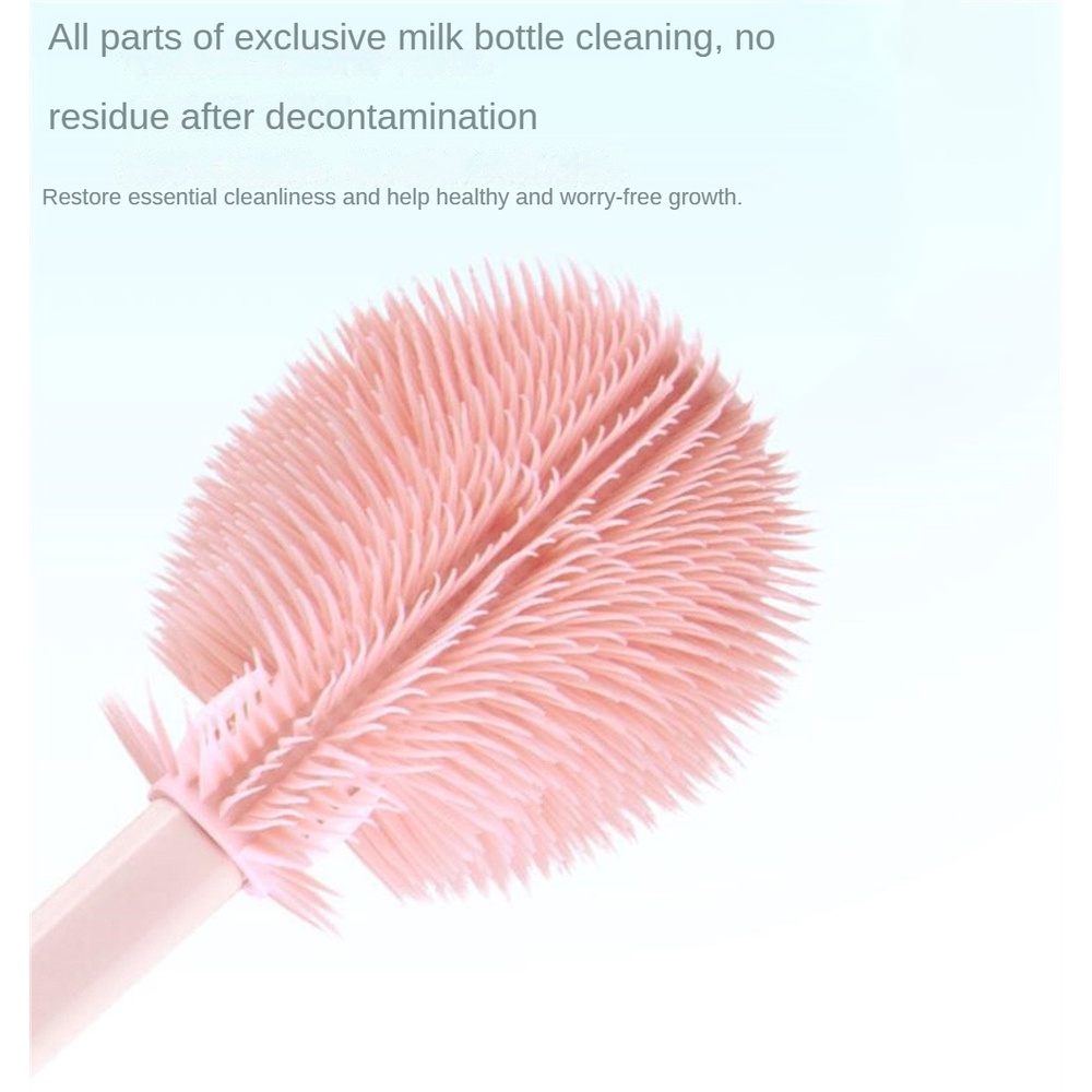 ღ 3 Buah Botol Bayi Sikat Adjustable Telescopic Rod Dot Bayi Cup Nipple Cleaning Brushes Set Handheld Lembut Kepala food Grade Sikat Pembersih