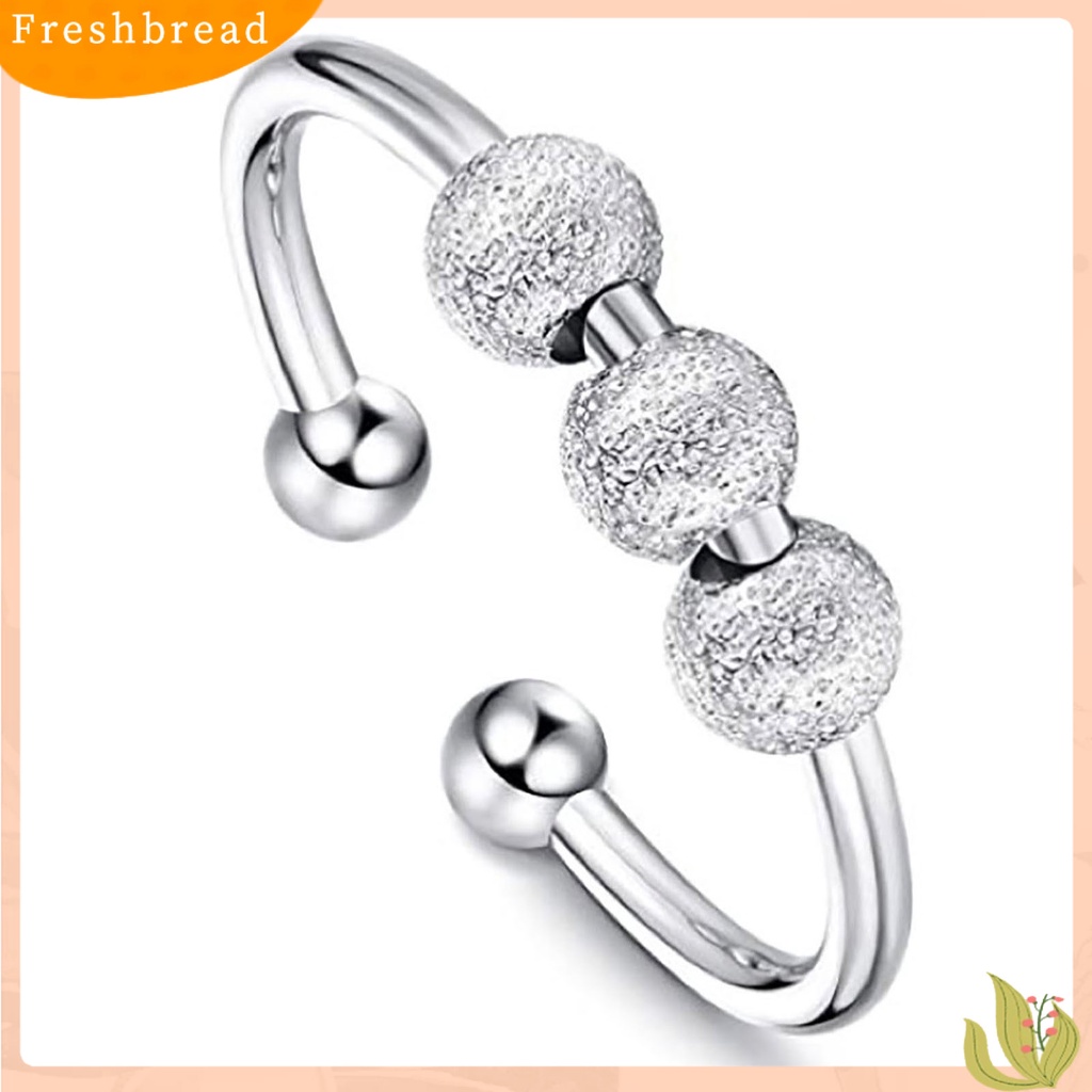 &lt; Freshbread &gt; Cincin Unisex Adjustable Frosted Anti Tarnish Rotatable Beads Spinner Band Ring Perhiasan Untuk Hadiah