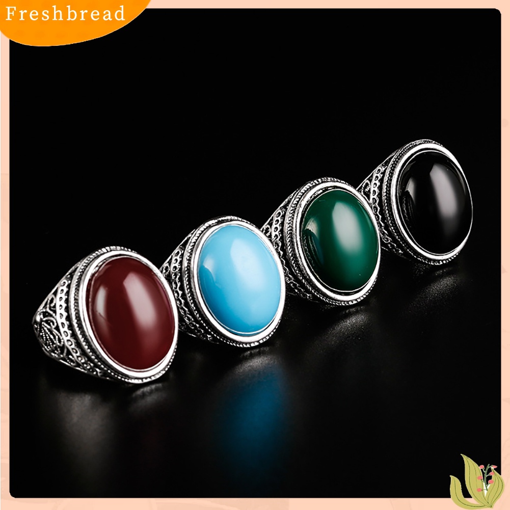 &lt; Freshbread &gt; Retro Oval Buatan Batu Akik Ukir Wanita Jari Cincin Pesta Pernikahan Perhiasan Hadiah