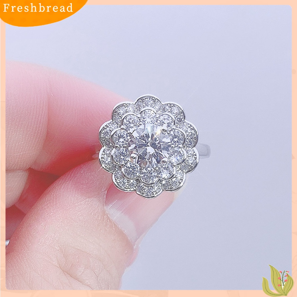 &lt; Freshbread &gt; Cincin Wanita Bersinar Hias Manis Cubic Zirconia Finger Ring Untuk Pesta