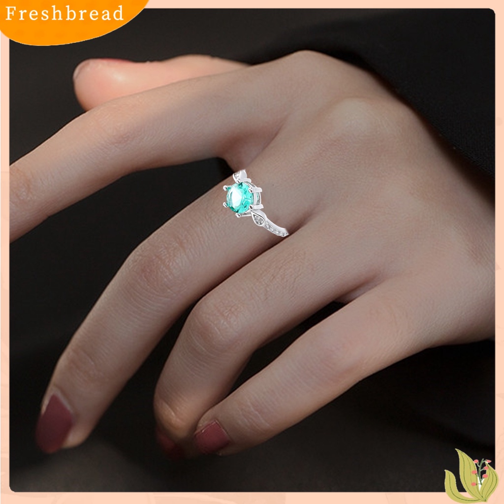 &lt; Freshbread &gt; Wanita Cincin Tetesan Air Enam Cakar Shiny Cubic Zirconia Sparkling Adjustable Opening Dress Up Hadiah Faux Gemstone Finger Ring Wedding Band Perhiasan Aksesori Fashion