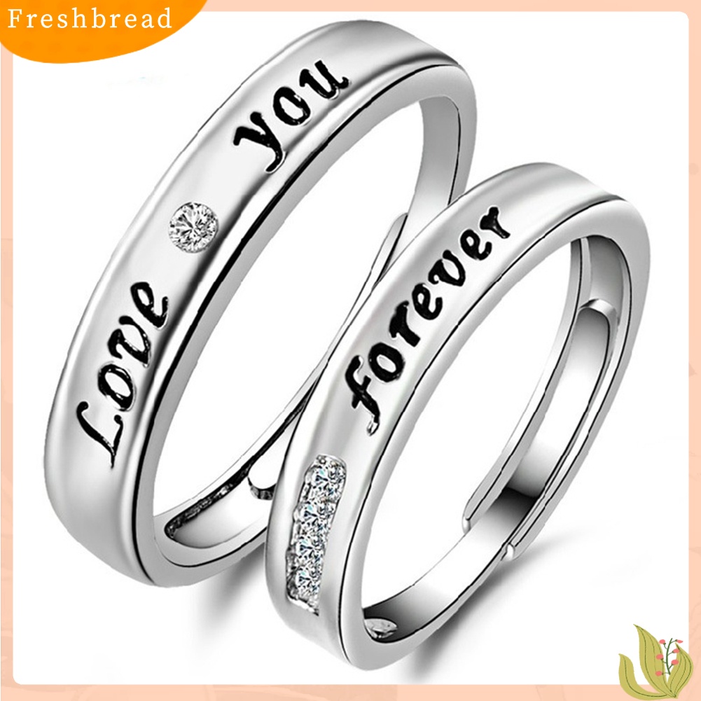 &lt; Freshbread &gt; Love You Forever Berlian Imitasi Kekasih Pasangan Janji Jari Cincin Set Perhiasan Hadiah