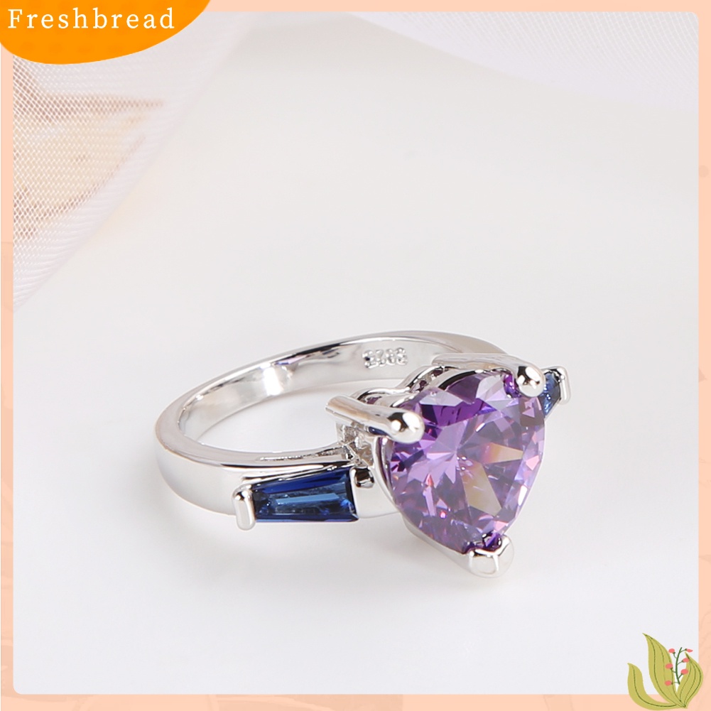 &lt; Freshbread &gt; Fashion Cinta Hati Buatan Batu Permata Wanita Pertunangan Pernikahan Band Perhiasan