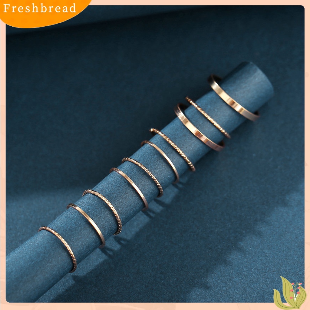 &lt; Freshbread &gt; 10Pcs Semua Pertandingan Cincin Jari Pengerjaan Halus Ringan Wanita Pria Warna Murni Fidget Ring Untuk Pergi Jalan