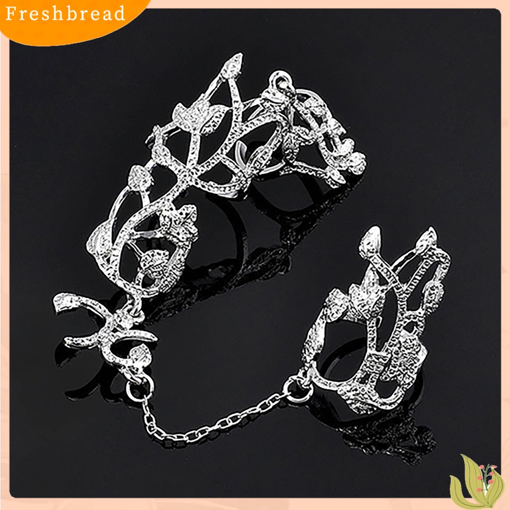 &lt; Freshbread &gt; Cincin Rantai Motif Bunga Jari Perhiasan Adjustable Wanita Rantai Link Finger Ring Untuk Pernikahan