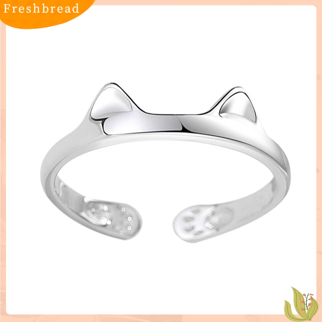 &lt; Freshbread &gt; Cincin Couple Telinga Kucing Plating Dekorasi Perhiasan Pembukaan Adjustable Finger Ring Untuk Pakaian Sehari-Hari