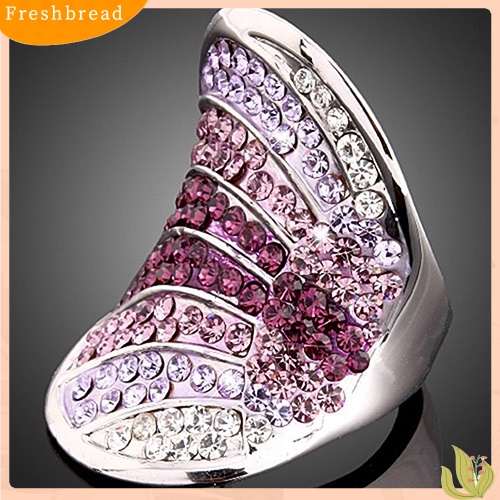 < Freshbread > 925 Sterling Silver Wanita Gaya Korea Penuh Berlian Imitasi Cincin Jari Telunjuk