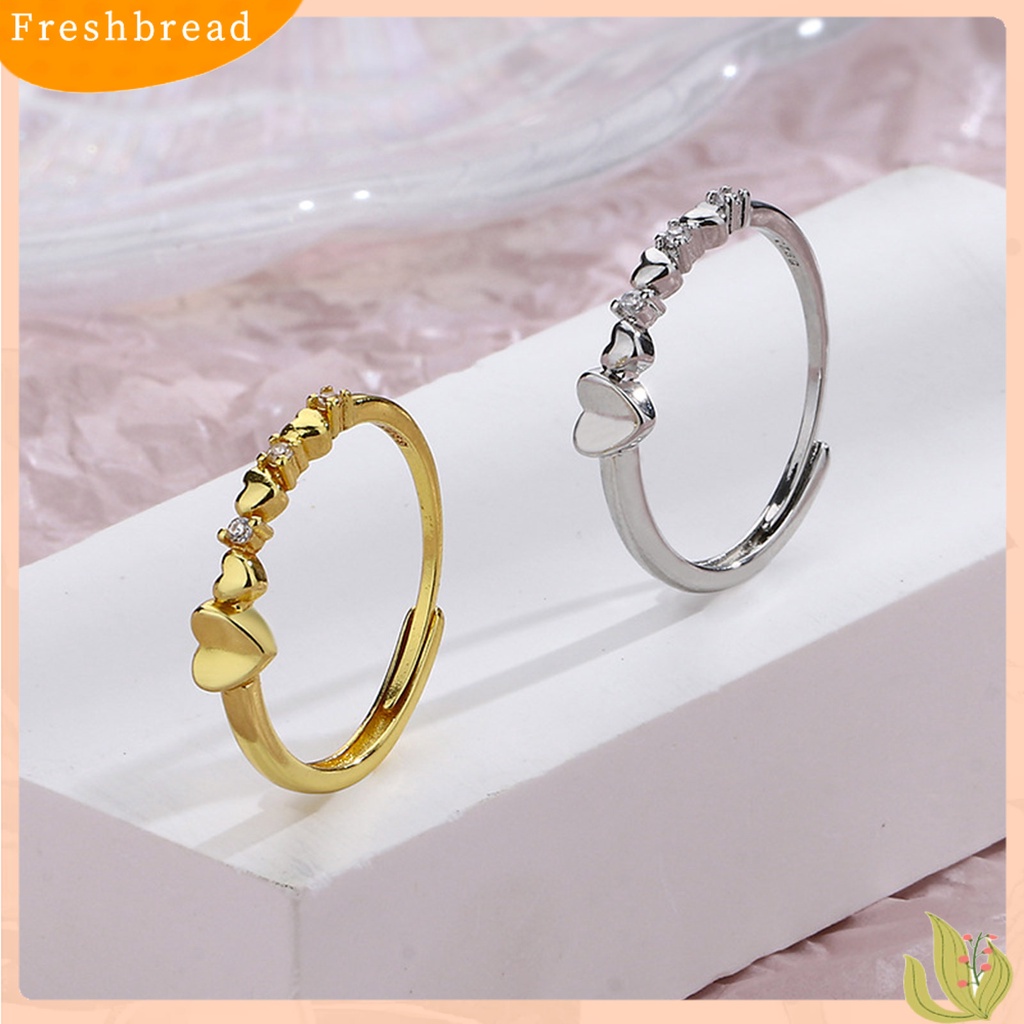 &lt; Freshbread &gt; Wanita Cincin Desain Pembukaan Yang Dapat Disesuaikan Berlian Imitasi Mengkilap Hias Geometris Cinta Hati Jari Cincin Pernikahan Band Perhiasan Hadiah Untuk Hari Kasih Sayang