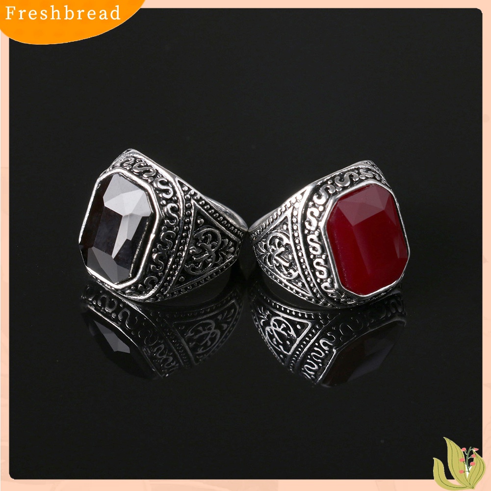 &lt; Freshbread &gt; Vintage Wanita Pria Pesona Geometris Ukir Cincin Pasangan Jari Perhiasan Ukuran7-10