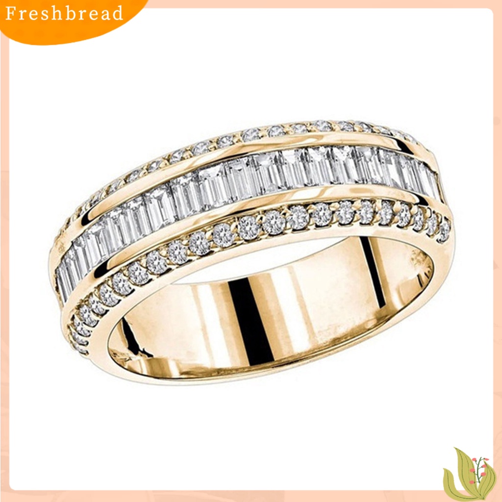 &lt; Freshbread &gt; Wanita Cincin Sederhana Simetris Berkilau Tiga Baris Berlian Imitasi Knuckle Ring Perhiasan Pengantin