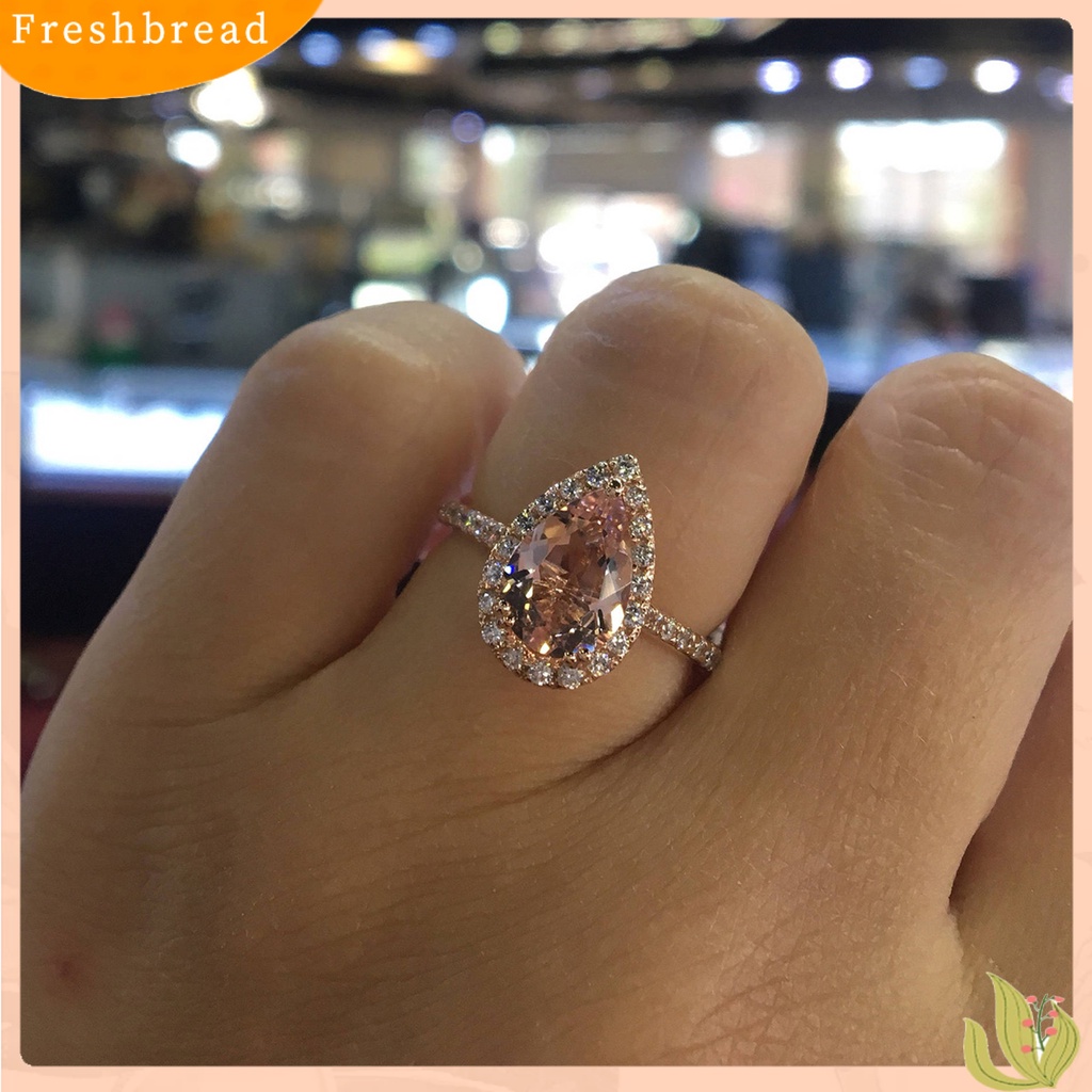 &lt; Freshbread &gt; Wanita Circlet Berlian Imitasi Hias Bentuk Tetesan Air Cincin Jari Portabel Indah Untuk Ulang Tahun