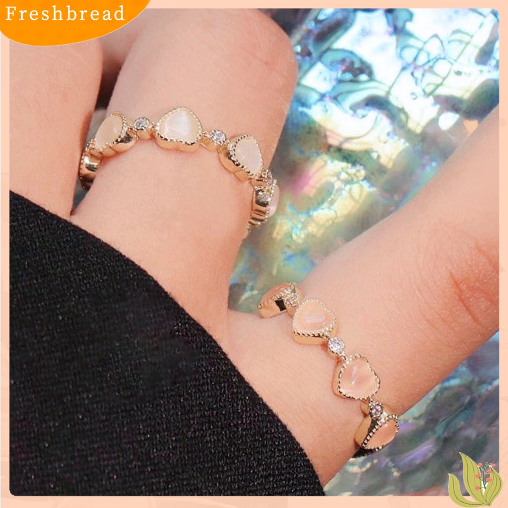 &lt; Freshbread &gt; Fashion Cincin Terbuka Dapat Disesuaikan Berbentuk Hati Opal Tembaga Jari Cincin Aksesoris Wanita