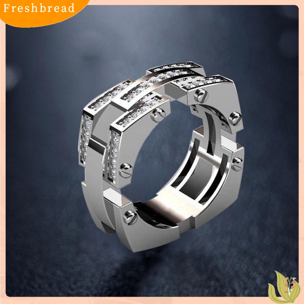 &lt; Freshbread &gt; Fashion Unisex Mekanik Sekrup Berlian Imitasi Bertatahkan Jari Cincin Perhiasan Pesta