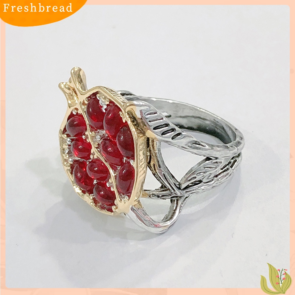 &lt; Freshbread &gt; Vintage Desain Delima Wanita Imitasi Garnet Alloy Jari Cincin Perhiasan Hadiah