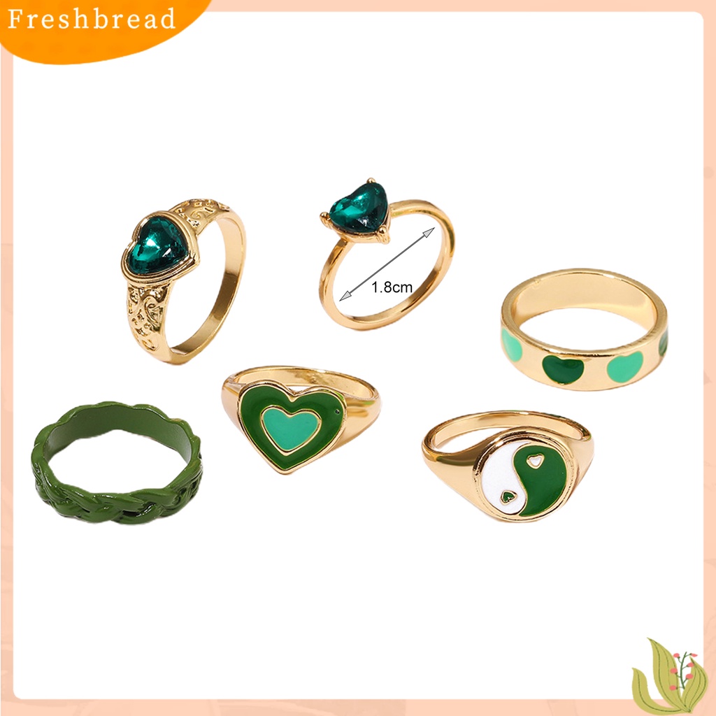 &lt; Freshbread &gt; 1set Cincin Buku Jari Hati Dapat Ditumpuk Wanita Indah Semua Pertandingan Cincin Jari Untuk Pesta