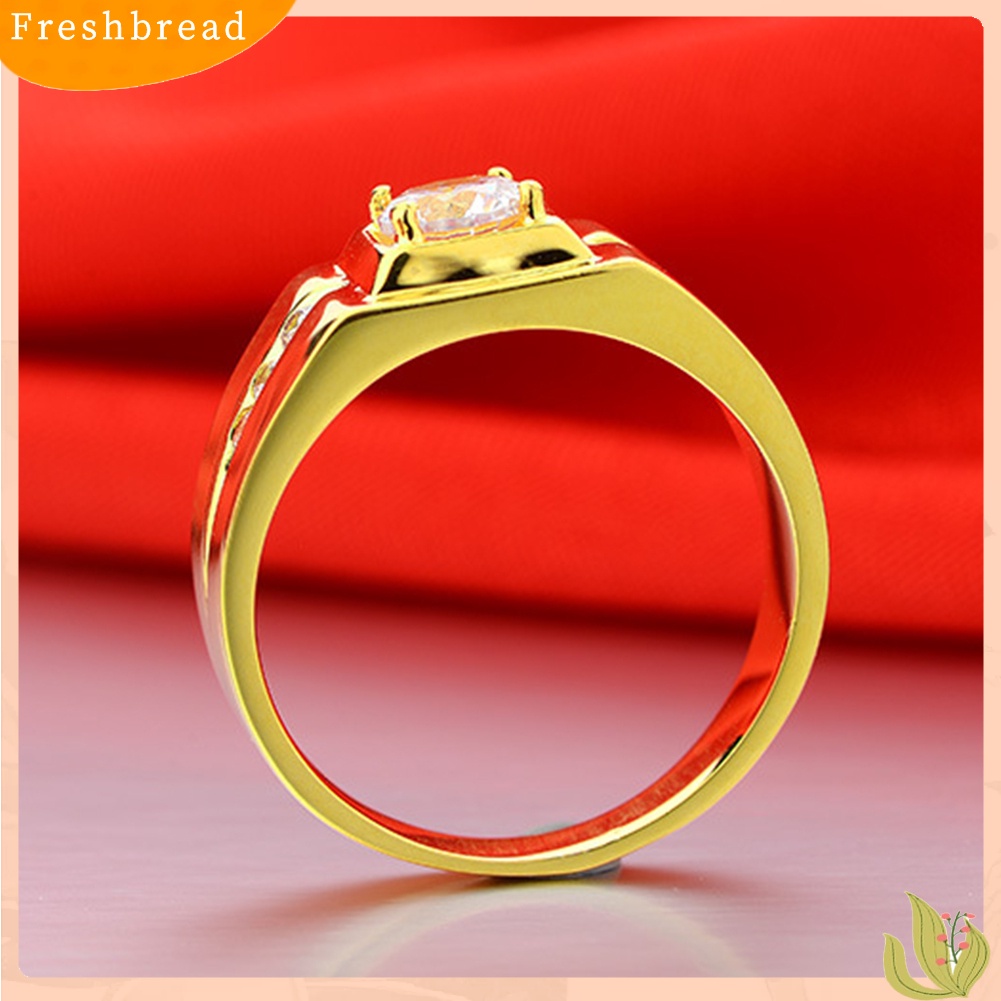 &lt; Freshbread &gt; Pria Bling Berlian Imitasi Bertatahkan Pesta Pernikahan Pita Lebar Cincin Jari Perhiasan Hadiah