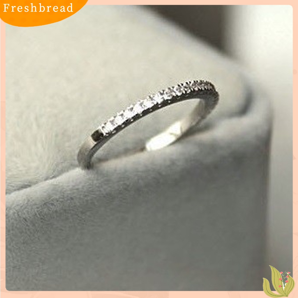 &lt; Freshbread &gt; Fashion Wanita925 Sterling Perak Berlian Imitasi Pernikahan Pertunangan Cincin Perhiasan