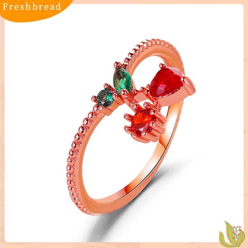 &lt; Freshbread &gt; Indah Gaya Anggur Apel Strawberry Cherry Desain Cincin Wanita Perhiasan Ornamen