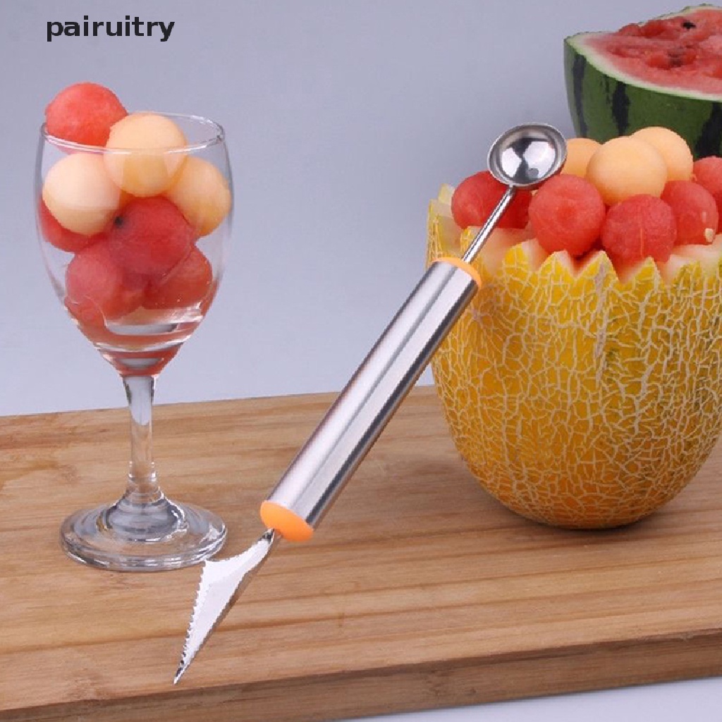 Prt New Stainless Steel Ice Cream Double-End Scoop Spoon Melon Baller Cutter Buah PRT