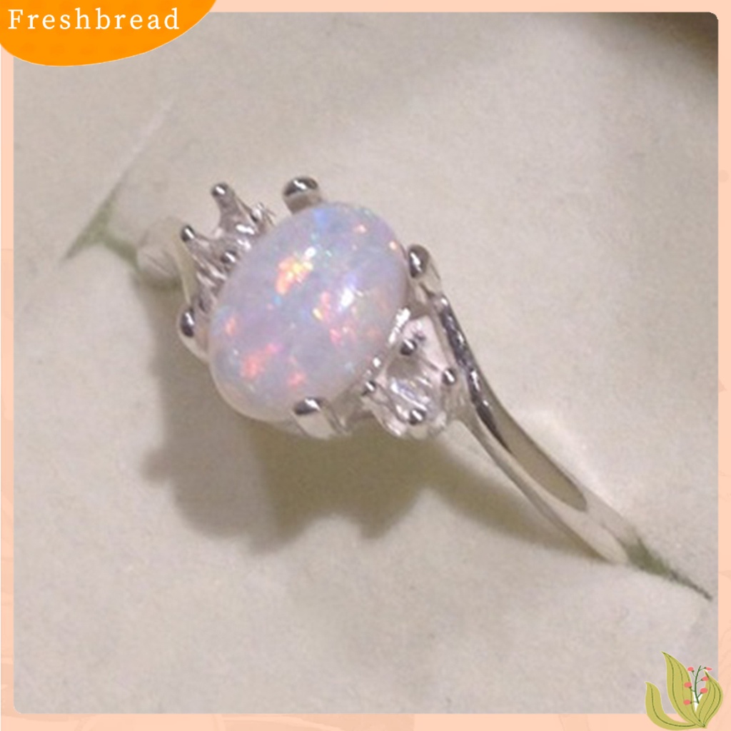 &lt; Freshbread &gt; Cincin Kilau Imitasi Opal Berlian Imitasi Hias Tembaga Gaya Wanita Ring Untuk Pernikahan